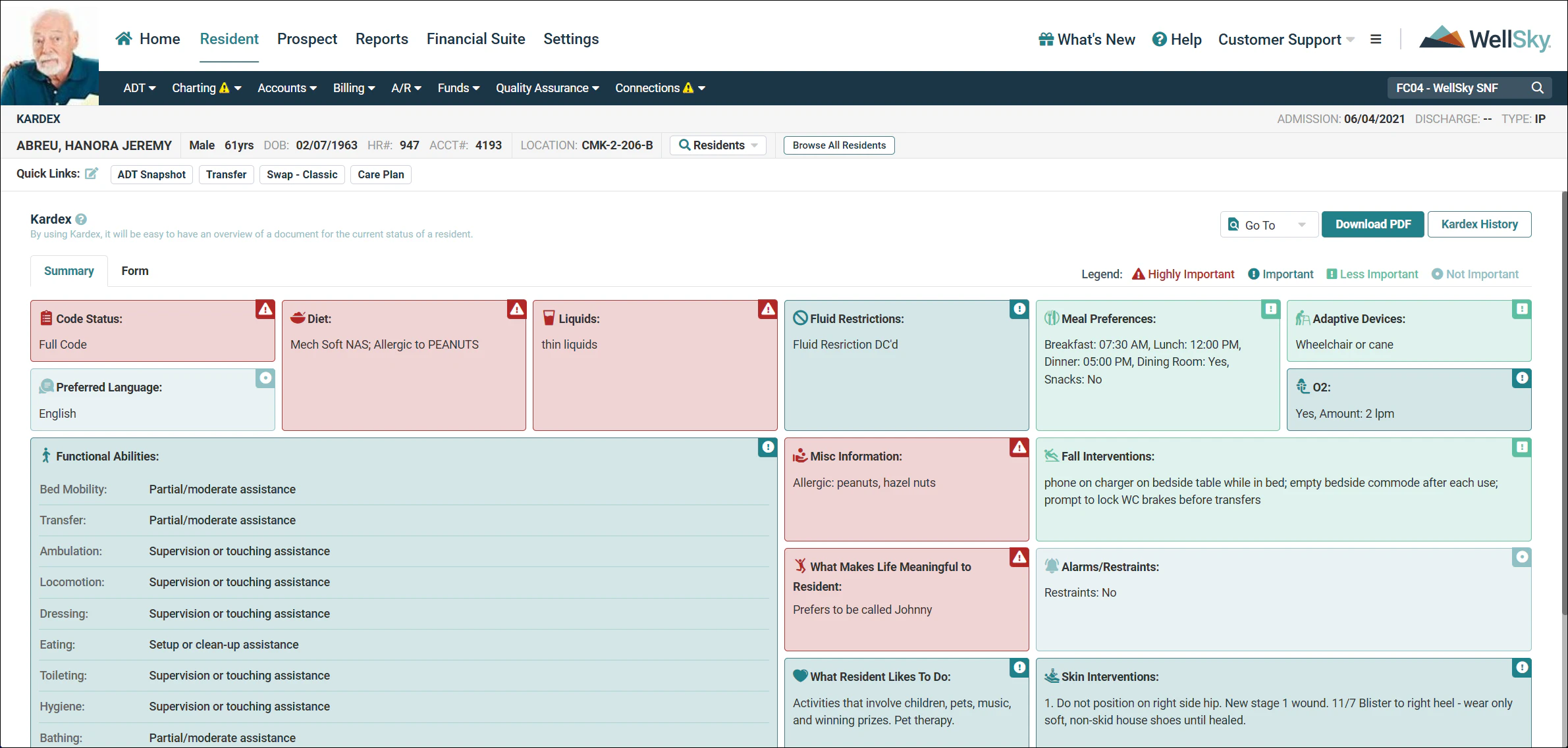 screenshot of WellSky Long-Term Care